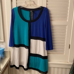 Grace Elements blue, green, black & white dress